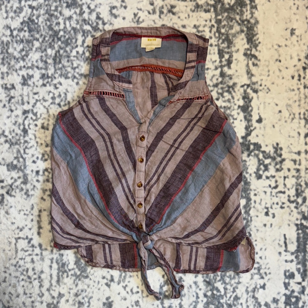 Anthropologie Multicolor Striped Sleeveless Blouse